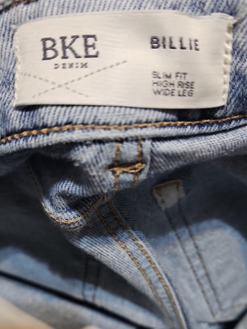 BKE BILLIE Slim Fit High-Rise Wide-Leg Distressed Raw Hem Frayed Denim Jeans - Picture 12 of 13